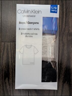 2/$35 Calvin Klein Boys 3-Pack Crew Neck T-Shirts – Size L (10/12) 🔹 NWT